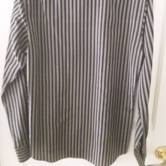 Vintage Cote De France Silk  Shirt Black Stripes Long Sleeve  M - Picture 7 of 15
